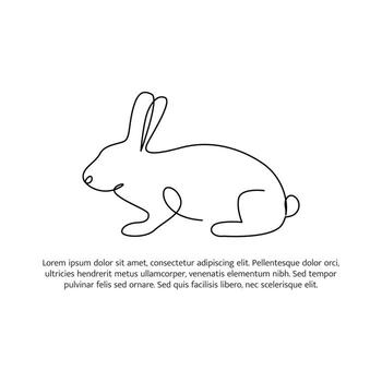 Rabbit line design. Bunny decorative elements drawn with one continuous line. illustration of minimalist style on white background vector