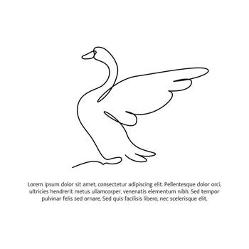 Swan line design. Swan decorative elements drawn with one continuous line. illustration of minimalist style vector