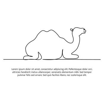 Camel line design. Simple animal silhouette decorative elements drawn with one continuous line. illustration of minimalist style on white background vector