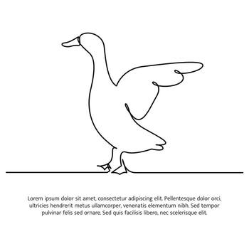 Duck line design. Duck decorative elements drawn with one continuous line. illustration of minimalist style white background vector