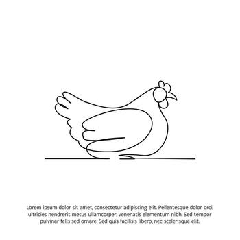 Chicken line design. Decorative elements drawn one continuous line. illustration of minimalist style background vector