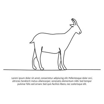 Goat line design. Simple animal silhouette decorative elements drawn with one continuous line. illustration of minimalist style vector