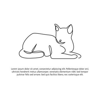 Cat line design. Simple animal silhouette decorative elements drawn with one continuous line. illustration of minimalist style on white background. vector
