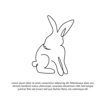 Rabbit line design. Bunny decorative elements drawn with one continuous line. illustration of minimalist style white background vector