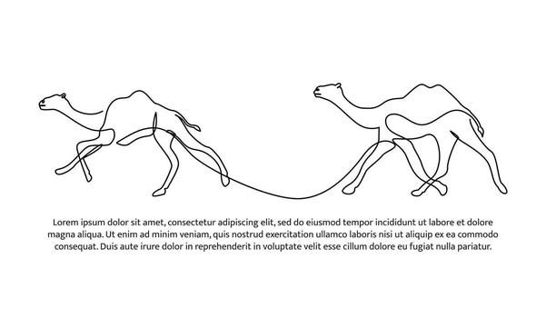Camel line design. Simple animal silhouette decorative elements drawn with one continuous line. illustration of minimalist style vector