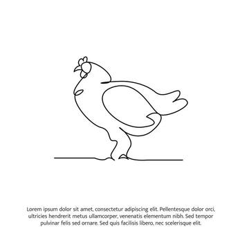 Chicken line design. Decorative elements drawn one continuous line. illustration of minimalist style on white background vector