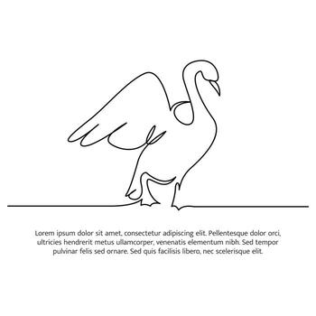 cisne línea diseño. cisne decorativo elementos dibujado con uno continuo línea. ilustración de minimalista estilo blanco antecedentes vector
