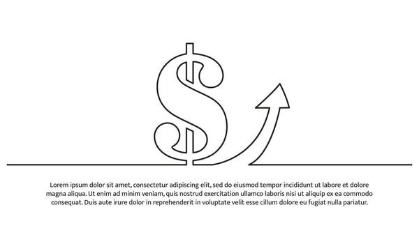 sencillo continuo línea diseño de dinero y arriba flecha. economía y Finanzas diseño concepto. decorativo elementos dibujado en un blanco antecedentes. vector