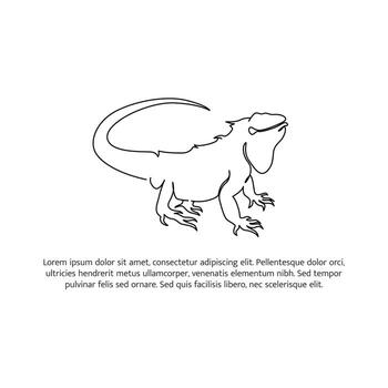 Iguana line design. Simple animal silhouette decorative elements drawn with one continuous line. illustration of minimalist style on white background vector