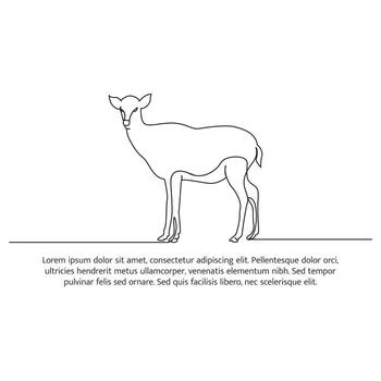 ciervo línea diseño. fauna silvestre decorativo elementos dibujado con uno continuo línea. ilustración de minimalista estilo en blanco antecedentes vector