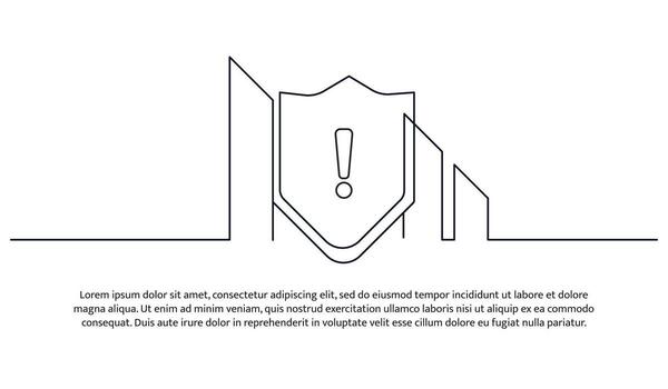 Simple continuous line design of financial security warning. Decorative elements drawn on a white background. vector