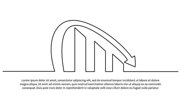 Simple continuous line design of sharp declining growth chart. Economic and financial decline design concept. Decorative elements drawn on a white background. vector