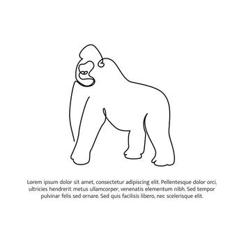 gorila línea diseño. sencillo animal silueta decorativo elementos dibujado con uno continuo línea. ilustración de minimalista vector