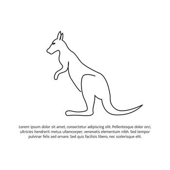 Kangaroo line design. Simple animal silhouette decorative elements drawn with one continuous line. illustration of minimalist vector