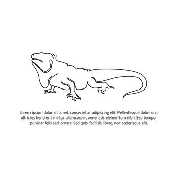 Iguana line design. Simple animal silhouette decorative elements drawn with one continuous line. illustration of minimalist style on white background. vector