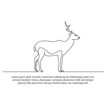 ciervo línea diseño. fauna silvestre decorativo elementos dibujado con uno continuo línea. ilustración de minimalista estilo en blanco antecedentes. vector