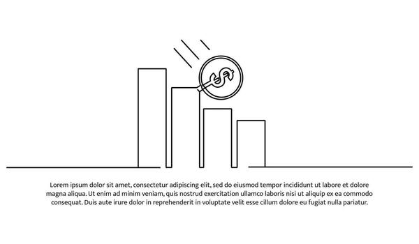 sencillo continuo línea diseño de laminación moneda en descendente diagrama. recesión concepto. decorativo elementos dibujado en un blanco antecedentes. vector