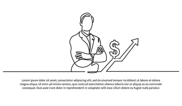 sencillo continuo línea diseño de un financialmente exitoso hombre. un de confianza financiero tutor. decorativo elementos son dibujado en blanco antecedentes. vector