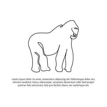 gorila línea diseño. sencillo animal silueta decorativo elementos dibujado con uno continuo línea. ilustración de minimalista estilo en blanco antecedentes. vector