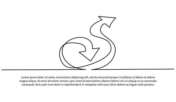 Continuous line design of arrows pointing up and down. Single line decorative elements drawn on white a background. vector