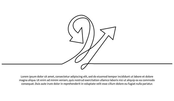 Continuous line design of arrows pointing up and down. Single line decorative elements drawn on white a background vector