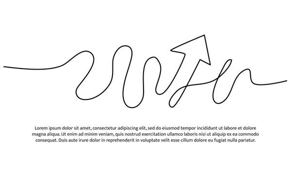 Continuous line design of arrow. One line decorative elements drawn white on a background vector