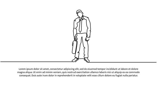 Continuous line design of business man exhausted at work. Decorative elements drawn on white background. vector
