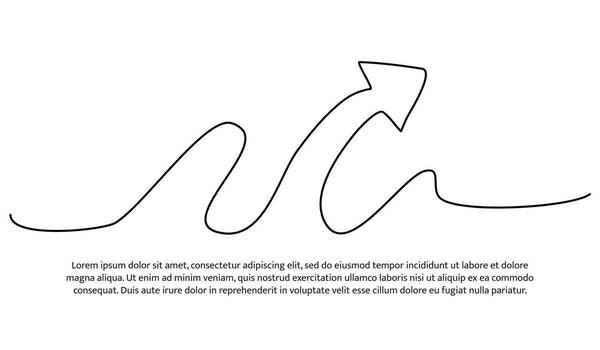 Continuous line design of arrow. One line decorative elements drawn on white a background vector