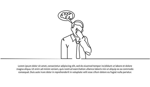 Continuous line design of a man who is sad and suffering from depression. Mental health concept design. Decorative elements drawn on a white background vector