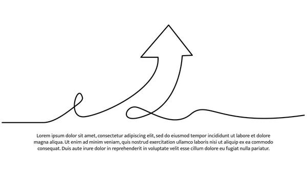 Continuous line design of arrow pointing up. One line decorative elements drawn white a background vector
