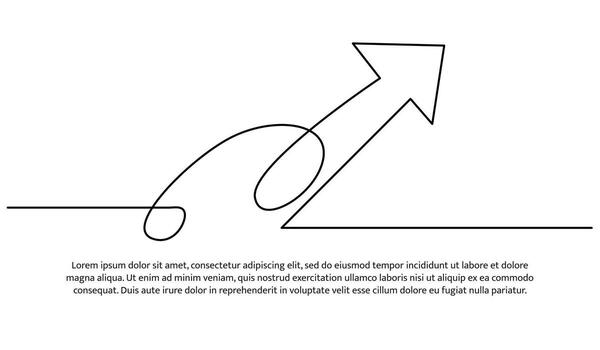 Continuous line design of arrow pointing up. One line decorative elements drawn on white a background vector