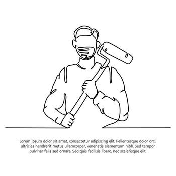 uno línea continuo de contratista participación rodar . minimalista estilo ilustración en blanco antecedentes. vector