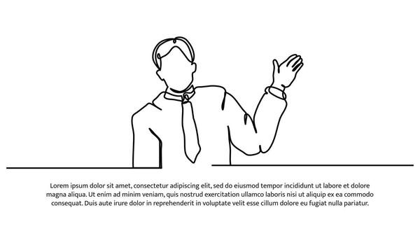 Continuous line design of a man waving. Gesture greet hello. Decorative elements drawn on a white background. vector