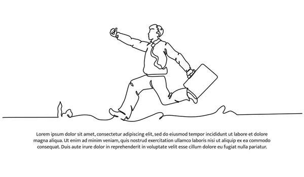 Continuous line design of running workers. Late going to work design concept. Decorative elements drawn on a white background. vector