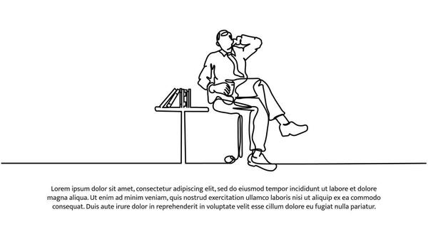 Continuous line design of work relaxation design. Decorative elements drawn white background vector