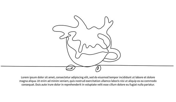 Coffee splash one continuous line design. Decorative elements drawn on a white background. vector