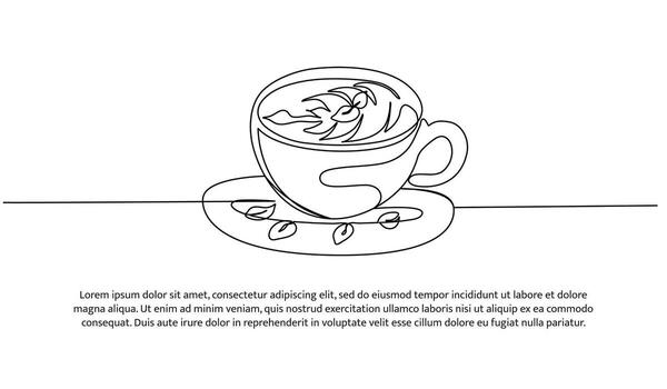 Coffee drink one continuous line design. Decorative elements drawn on a white background. vector