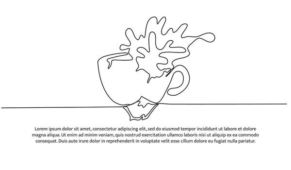 Coffee splash one continuous line design. Decorative elements drawn on a white background vector