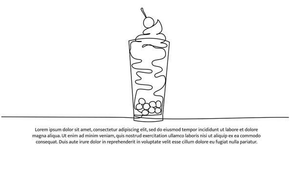 Milkshake one continuous line design. Restaurant drink menu design concept. Decorative elements drawn on a white background. vector