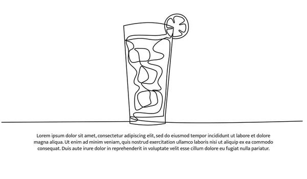 Lemon juice one continuous line design. Restaurant drink menu design concept. Decorative elements drawn on a white background. vector