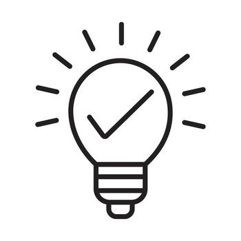 Outline Symbol with Checkmark for Solution, Inspiration, and Success vector