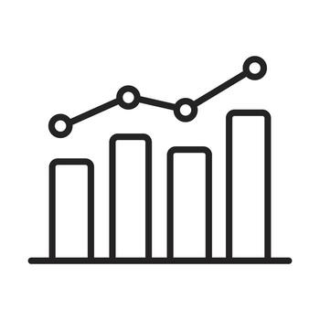 Outline Graphic of Bar and Line Graph Showing Growth and Data Trends vector