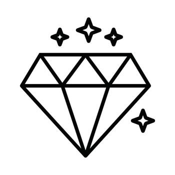 Shining Diamond Icon Outline with Sparkles Simple Line Art for Gem, Luxury, and Quality Concept vector
