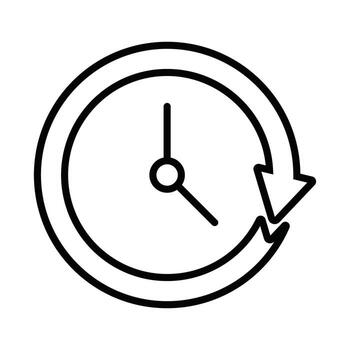 Time Cycle Icon with Clock and Rotation Arrow, Concept for Repeat Tasks or History Tracking vector