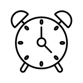 Alarm Clock Icon for Wake Up Call, Schedule Reminder, and Morning Routine, Bold Outline vector