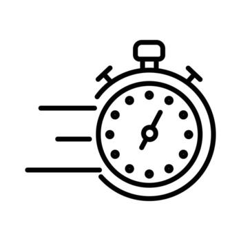 Fast Speed Stopwatch Icon for Deadline and Quick Service Concept, Outline Style vector
