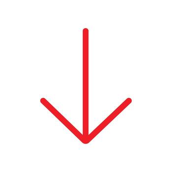 Bold Red Line Down Arrow Icon with Rounded Endpoints, Simple Modern UI Navigation Element vector