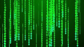 neon groen binair code digitaal gegevens stroom achtergrond video