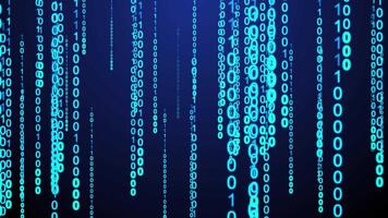 abstract blauw digitaal binair code gegevens regen video