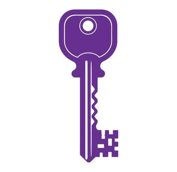 púrpura llave ilustración simbolizando seguridad y acceso en un limpiar blanco antecedentes vector